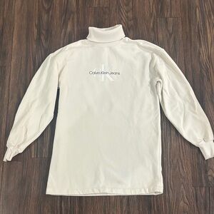 Calvin Klein Jeans Womens Off-White Turtleneck Sweatshirt